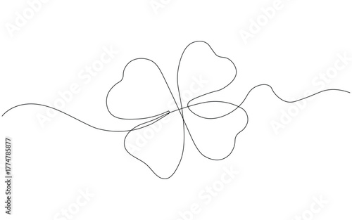 Continuous one line drawing of four leaf clovers icon vector. elegant botanical symbol. vector illustration.