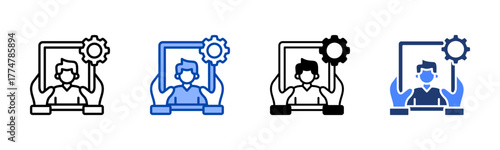 Apprenticeship icon set multiple style collection