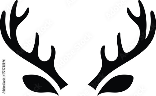 Stylized black silhouette of deer antlers and ears