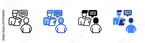 Interview icon set multiple style collection