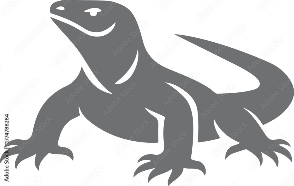 Obraz premium Komodo dragon silhouette icon lizard reptile, Exotic reptile vector illustration art