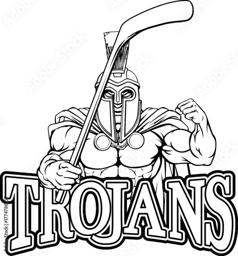 A trojan man ice hockey sports team cartoon mascot
