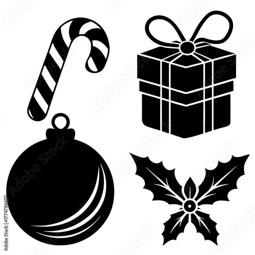 Festive Christmas silhouettes for t-shirts, mugs, banners, and seasonal creative artwork.