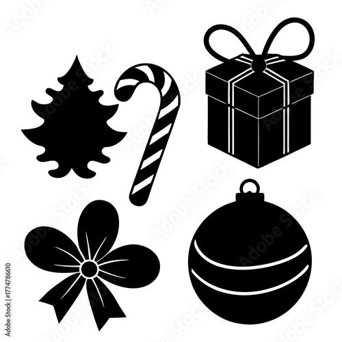 Holiday silhouette vector pack perfect for Christmas cards, posters, and decoration projects.