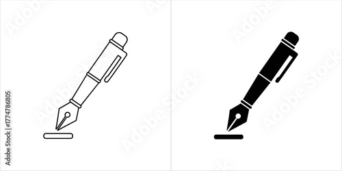 Fountain pen writing on a line