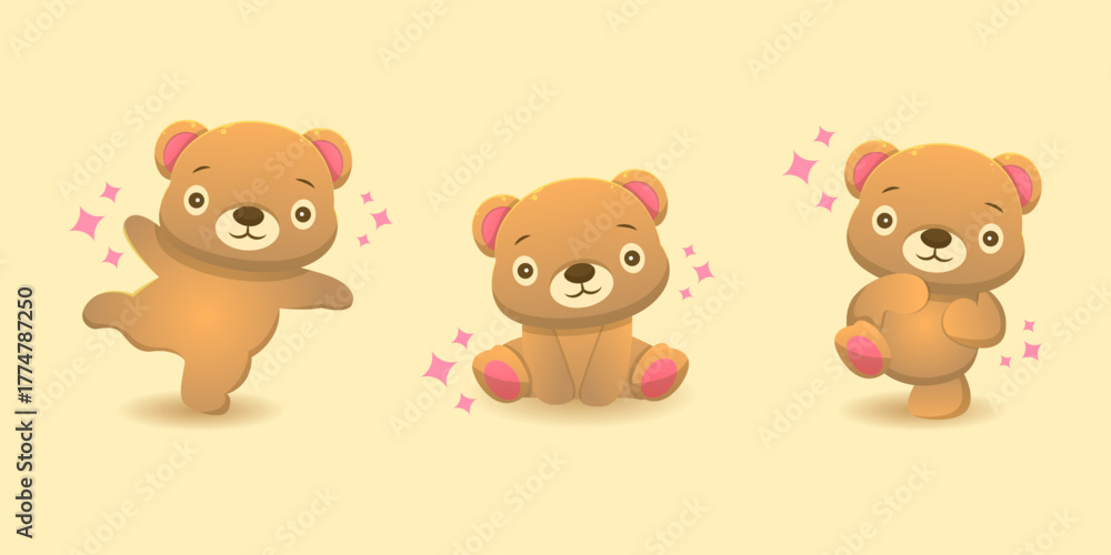 Naklejka premium Illustration of Cute Teddy Bears