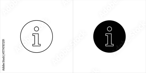 Information icon, black and white outline