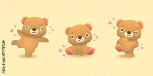 Wallpaper Mural Illustration of Cute Teddy Bears Torontodigital.ca