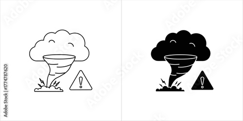 Tornado warning icon, a symbol of natural disaster and severe weather alert