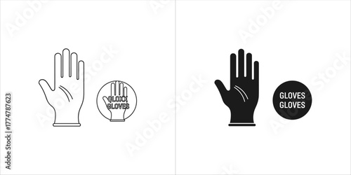 Pair of glove icons, one outline and one silhouette