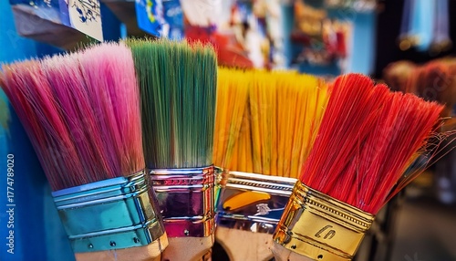 vibrant and colorful paintbrush art exhibited in a craft show