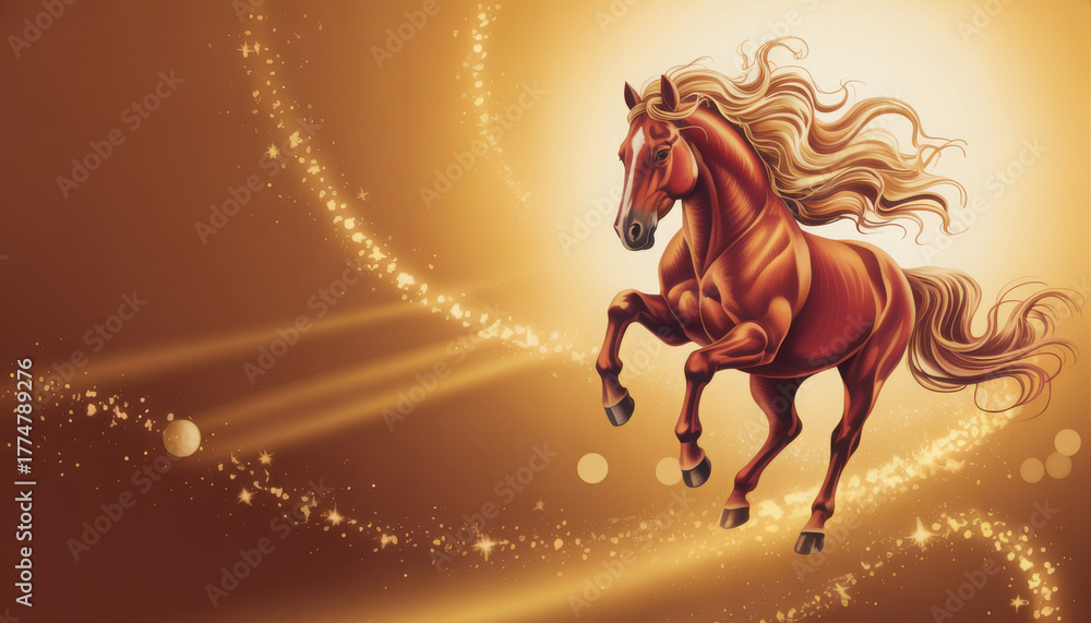 Fototapeta premium luxury red and gold chinese horse new year background, 2026 new year