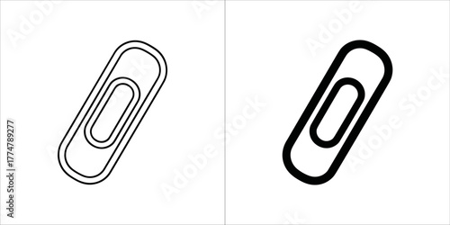 Outline and solid black silhouette of a paperclip