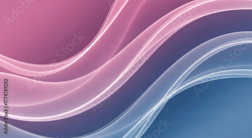 Abstract flowing wavy lines with pink and blue gradient background