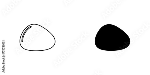 Outline and filled silhouette of a pebble