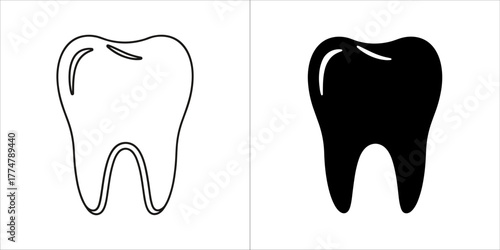 Outline and solid black tooth icon