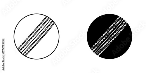 White and black cricket ball icons