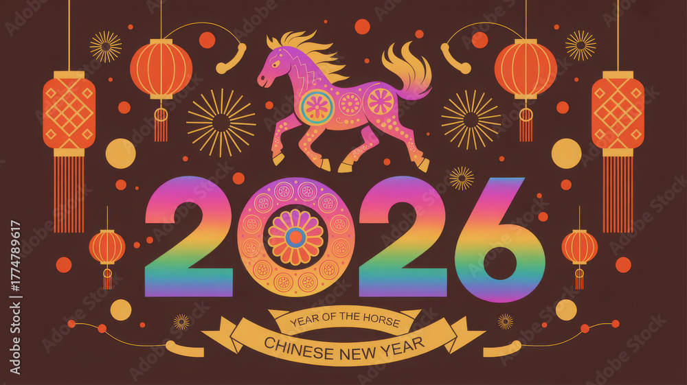 Fototapeta premium Happy chinese new year 2026 year of the horse celebration
