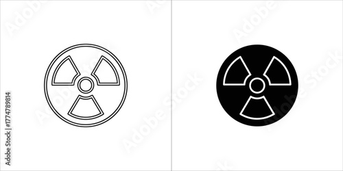 Radiation hazard symbol in outline and solid black
