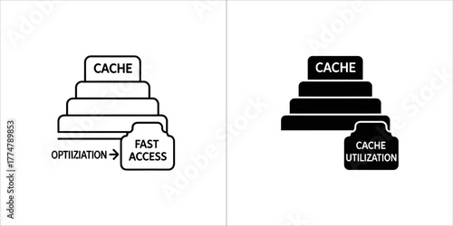 Cache optimization and fast access icon, representing computer memory and performance