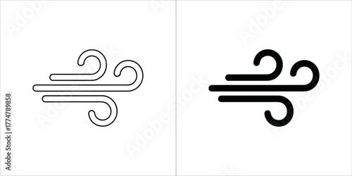 Two icons representing wind, one outlined and one solid black