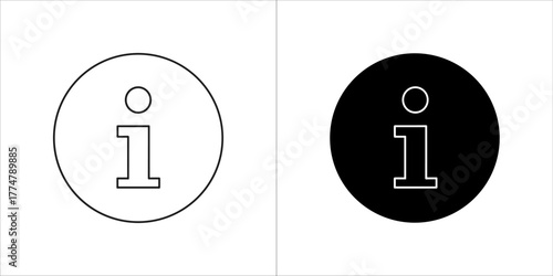 Information symbol i in a circle, one outlined and one solid black