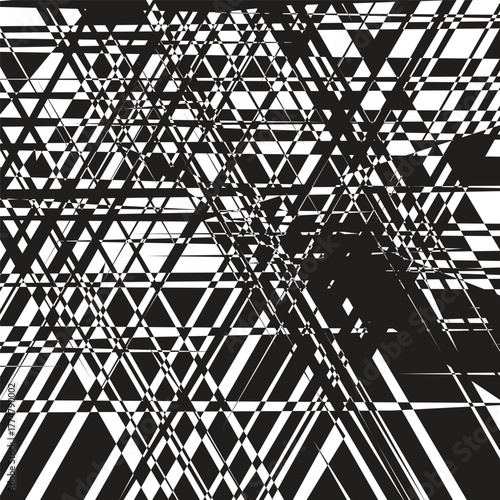 black and white fragmented geometry