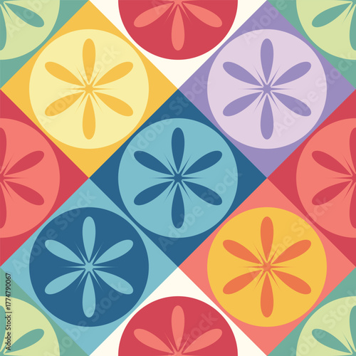 Bold Red Interlocking Shapes Pattern
