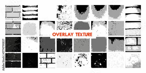Collection of abstract grunge and distressed overlay textures for graphic design and digital art applications