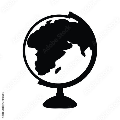 Simple and clean silhouette of a geographical globe with a stand
