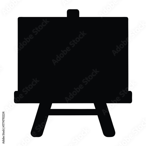Silhouette of a blank easel stand ready for canvas or artwork