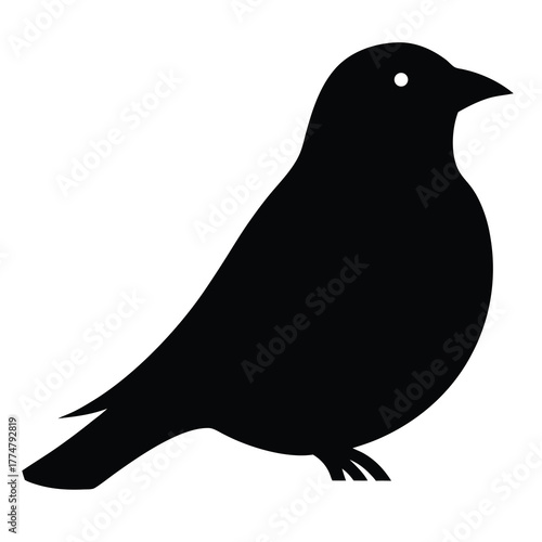 Silhouette of a small bird perched on a white background illustration