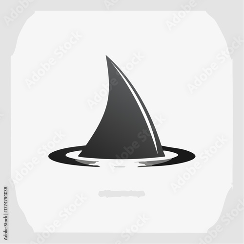 Shark fin emerging from water illustration for graphic design and concepts