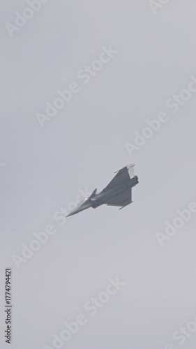 Fighter jet preforming high speed maneuvers showing its abilities