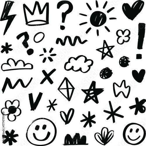 black and white icon set collection in vector design