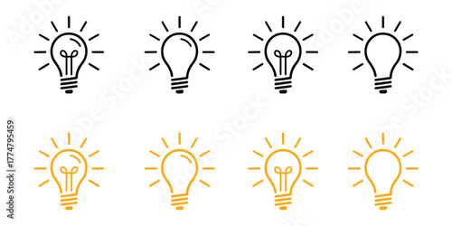 Lamp bulb, idea icon set vector. inspiration, creativity symbol. vector illustration.
