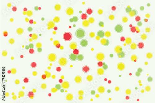 Colorful Circular Pattern with Yellow Red and Green Bubbles Background