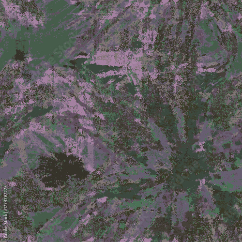 Abstract Grunge WallArt Big Macro Scale Vector Flowers Elements Seamless Pattern Grunge Aesthetic, Wall art style fashinonable, surrealist, hand made vector, all over print, botanical juggler green 