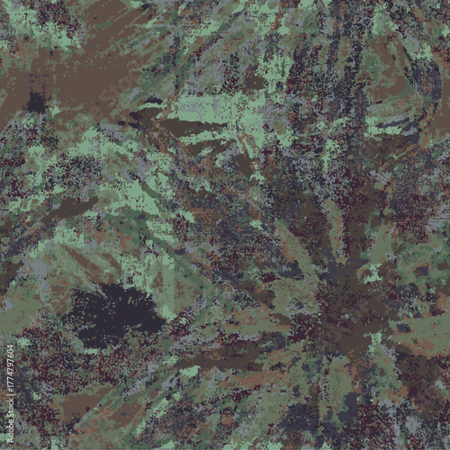 Abstract Grunge WallArt Big Macro Scale Vector Flowers Elements Seamless Pattern Grunge Aesthetic, Wall art style fashinonable, surrealist, hand made vector, all over print, botanical juggler green 