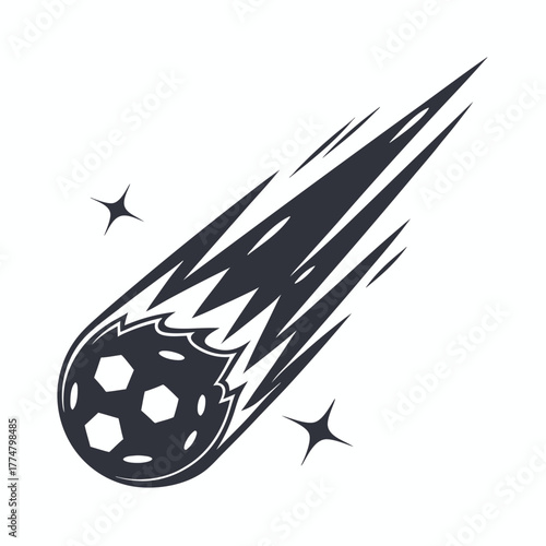 A dynamic monochrome comet races across space, trailing glowing sparks and debris behind it