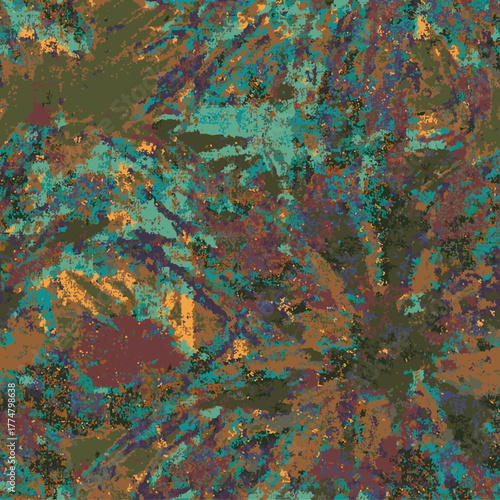 Abstract Grunge WallArt Big Macro Scale Vector Flowers Elements Seamless Pattern Grunge Aesthetic, Wall art style fashinonable, surrealist, hand made vector, all over print, botanical juggler green 