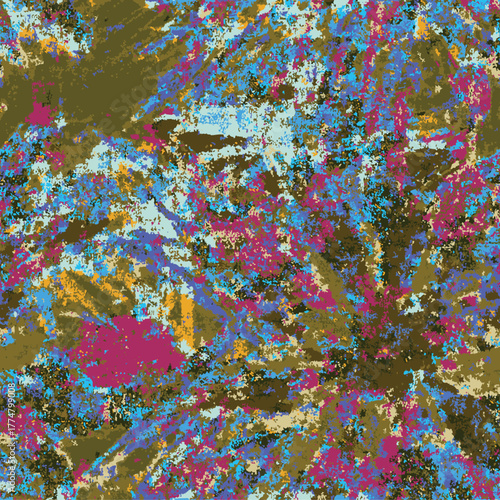 Abstract Grunge WallArt Big Macro Scale Vector Flowers Elements Seamless Pattern Grunge Aesthetic, Wall art style fashinonable, surrealist, hand made vector, all over print, botanical juggler green 