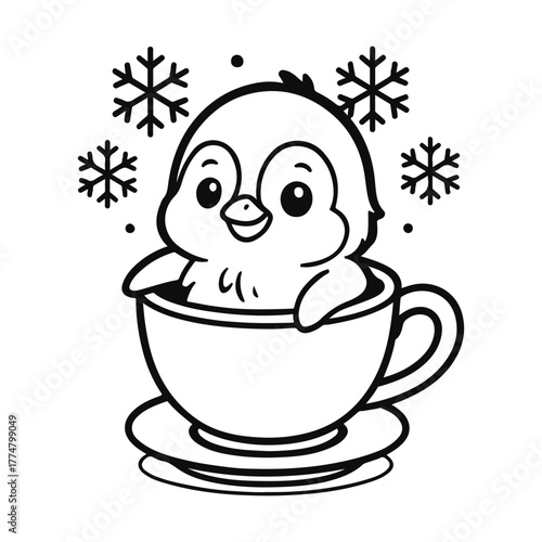 Penguin’s Cozy Cup SVG
