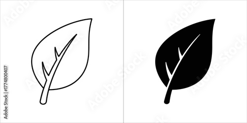 Outline and solid black leaf icons