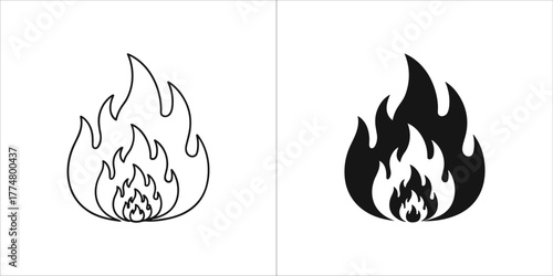 Outline and solid black fire icons
