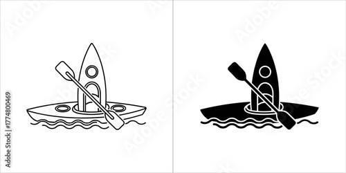 Kayak and paddle icon