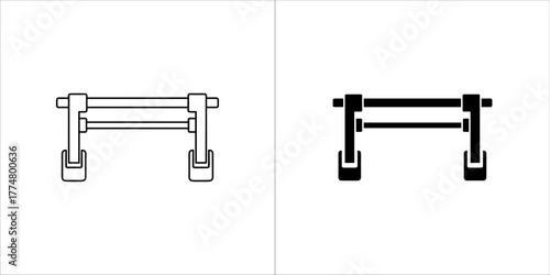 Simple barrier gate icon, one outlined and one filled