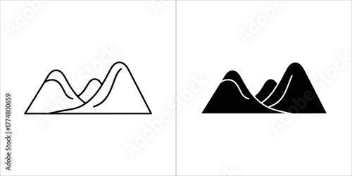 Outline and silhouette of mountains