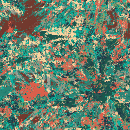 Abstract Grunge WallArt Big Macro Scale Vector Flowers Elements Seamless Pattern Grunge Aesthetic, Wall art style fashinonable, surrealist, hand made vector, all over print, botanical juggler green 