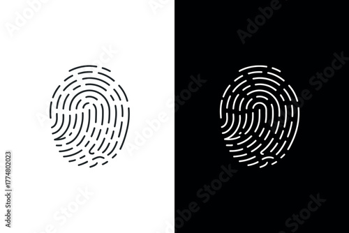 Fingerprint Identity Black and White Security Authentication Illustration